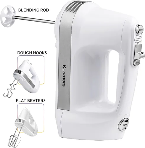 Miniatura 3 de Total Chef Batidora de mano eléctrica – Batidora de mano de 6 velocidades, batidor eléctrico de huevos con batidor, batidora, ganchos para masa
