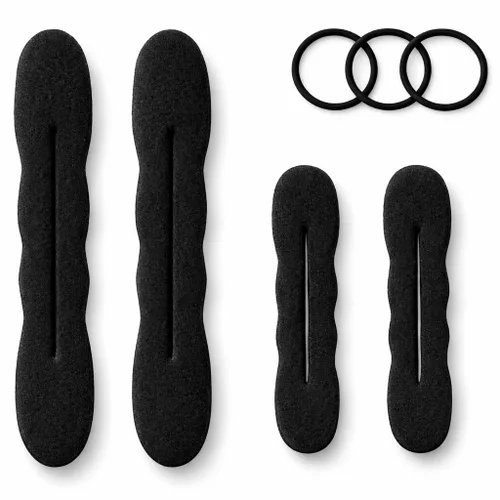 Styla Hair Bun Maker - Paquete de 4 (2 pequeños, 2 grandes) – Moños de esponja de espuma con ligas para el cabello y accesorios moldeadores para