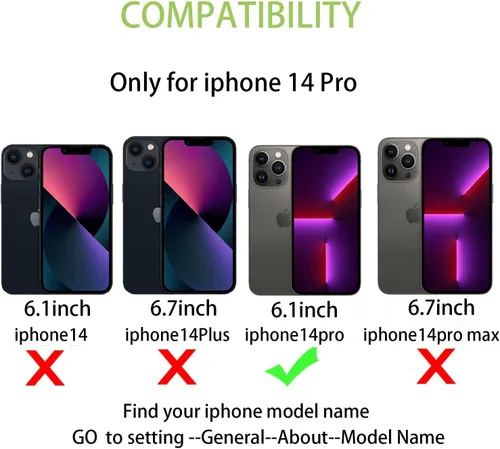Miniatura 2 de Cavor Funda para iPhone 14 Pro con tarjetero, funda tipo cartera para iPhone 14 Pro para mujeres y hombres, funda de teléfono para iPhone 14 Pro