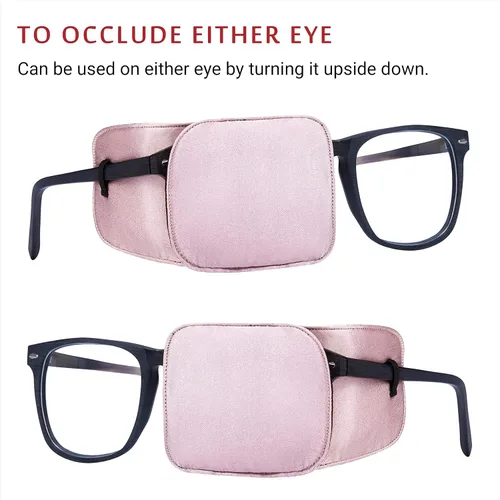 Miniatura 4 de Astropic 2 parches grandes de seda para ojos para adultos y niños con gafas grandes para cubrir cualquier ojo (Grande, rosa polvo)