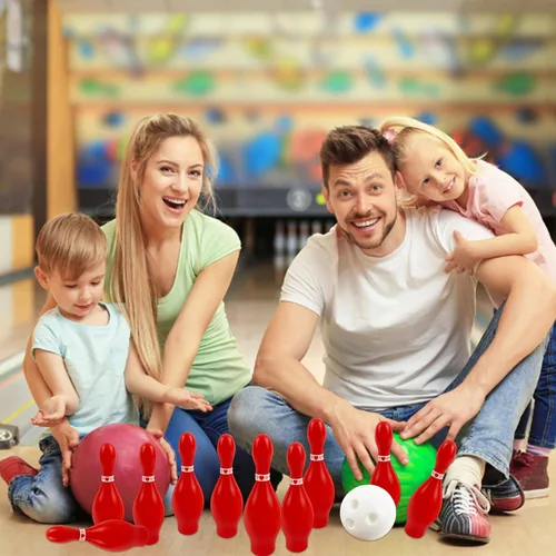 Miniatura 2 de 4E's Novelty Juego de bolos para el día de San Valentín, 10 pines rojos, 2 bolas, juego de carnaval para interiores y exteriores, juegos de fiesta