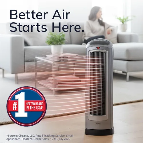 Miniatura 2 de Lasko Calentador de torre de cerámica digital oscilante para el hogar con termostato ajustable, temporizador y control remoto, 23 pulgadas, 1500 W