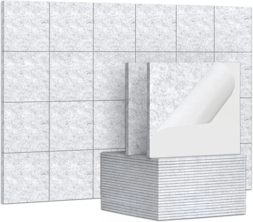 Miniatura 16 de TroyStudio 20 Paneles Acústicos, 12 x 12 x 0.32 Pulgadas Azulejos de Revestimiento de Pared de Fieltro de Poliéster Paneles Absorbentes de Sonido