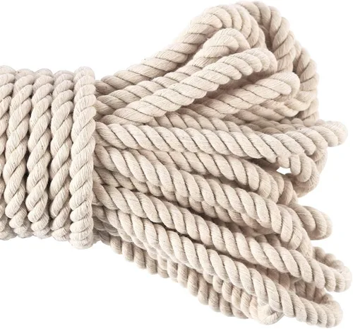 Miniatura 4 de Tenn Well Cuerda de macramé de 0.394 pulgadas, cuerda gruesa de algodón sin blanquear de 50 pies para manualidades, ganchos de plantas, cuerdas