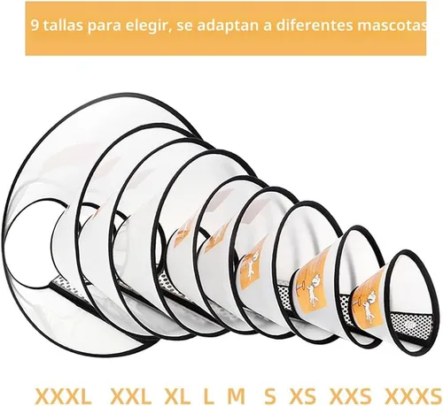 Miniatura 2 de Collares y conos de recuperación de mascotas de plástico para perros y gatos después de la cirugía, cono ajustable para el cuello del perro, collar