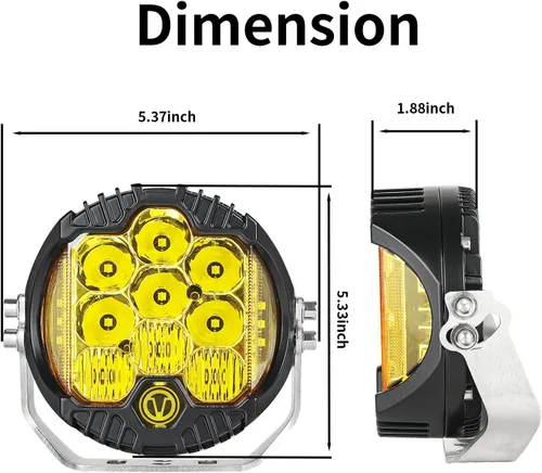 Miniatura 6 de Luz LED para todo terreno de 5 pulgadas, 50 W, color amarillo ámbar, luz de conducción, luz de trabajo redonda, combo de inundación para Wrangler