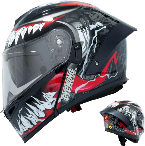 Miniatura 12 de Modular Motorcycle Helmet, Flip Up Full Face Helmet with Dual Visor & Smoked Sunshield, DOT Approved Street Bike Helmet for Men & Women, Quick