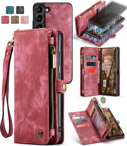 Miniatura 10 de Funda tipo cartera desmontable 2 en 1 para Samsung Galaxy S23 con tarjetero y funda de piel retro de alta calidad con tapa magnética, bolsillo