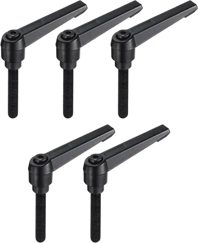 Miniatura 19 de uxcell 5 piezas de manija de palanca de sujeción ajustable M5 x 1.969 in de óxido negro métrico de acero al carbono macho roscado perillas de mano