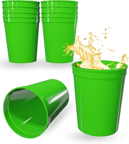 Miniatura 73 de PartyPrints Paquete de 100 vasos de plástico en blanco reutilizables de 10 a 12 onzas, vasos de estadio a granel, sin BPA, aptos para lavavajillas