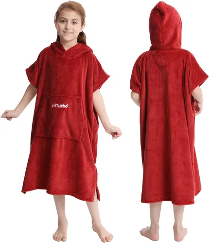 Hiturbo Toalla para niños cambiadora: toallas de baño de felpa suave, sudadera con capucha cálida de forro polar coral, poncho de surf de natación