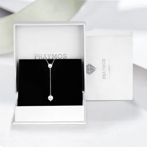 Miniatura 7 de Collar de perlas para mujer, de plata de ley, simple, a la moda, delicado, collar de perlas de capas largas, collar de perlas de perlas, regalos