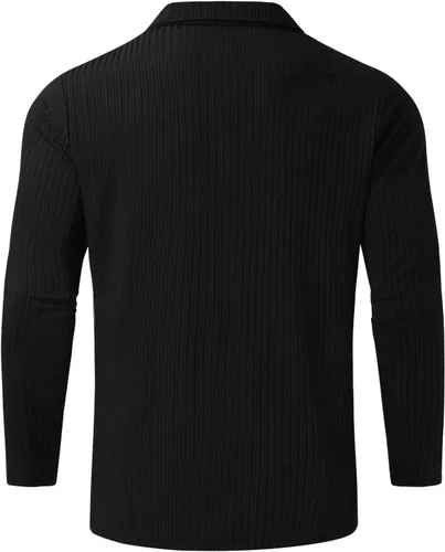 Miniatura 5 de Camisetas con solapa y cremallera para hombre, elásticas, ligeras, térmicas, de manga larga, elásticas, sin botones, básicas, túnica