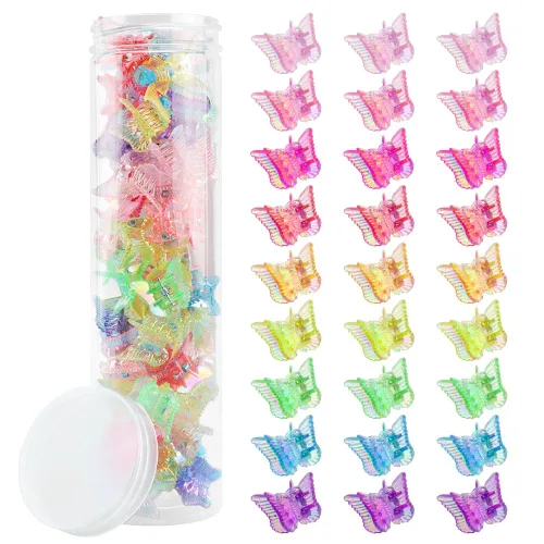 Miniatura 12 de AHONEY - 60 pinzas de mariposa mini para el cabello con caja de brillo, accesorios para el cabello estilo 90s Y2k para niñas y mujeres (Azul)
