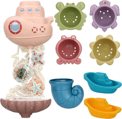 Miniatura 9 de Juguetes de baño para niños de 1 a 3 años y niños pequeños de 2 a 4 años - Juego de bebés para bebés de 6 a 12 meses - Juego de juguetes de bañera