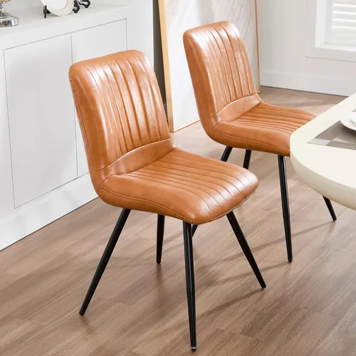 Miniatura 57 de Sillas de comedor, modernas sillas de comedor con cojines gruesos, sillas tapizadas de piel sintética para cocina, comedor con patas de metal