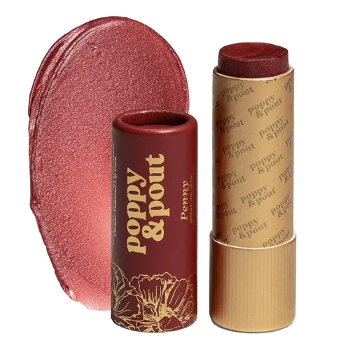 Miniatura 9 de Poppy & Pout Tinte labial natural, tubo de cartón, relleno a mano, cera de abejas, vitamina E, aceite de coco, libre de crueldad, tonos totalmente