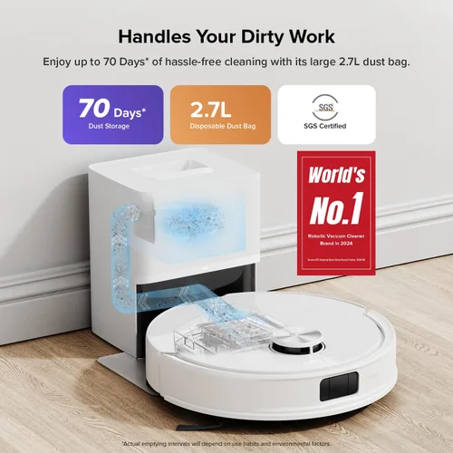 Miniatura 2 de roborock Robot aspirador y trapeador Q10 S5+, succión de 10,000 Pa, mejorado desde Q8 max+, 70 días de autovaciado, evita obstáculos, trapeador