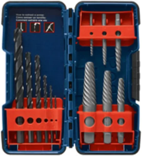 Bosch BSPE6D - Juego de extractor de tornillos de flauta espiral de acero de alto carbono (12 piezas)