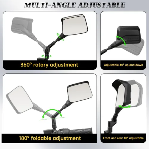 Miniatura 4 de SHEJISI Espejos de Motocicleta, Espejos para ATV (Paquete de 2) con Resistencia al Impacto, Antirreflejos con Protección contra la Lluvia