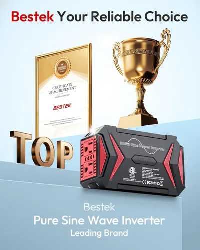 Miniatura 7 de BESTEK Inversor de corriente de onda sinusoidal pura – 300 W enchufe de coche en la salida del cargador DC 12 V a 110 V CA – Adaptador de encendedor