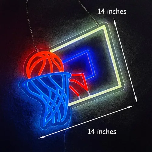 Miniatura 5 de Letreros de neón de baloncesto de 14 x 14 pulgadas, luces de pared para cerveza, bar, club, dormitorio, hotel, pub, cafetería, boda, regalos