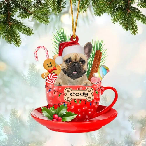 Miniatura 11 de NAZENTI Adorno personalizado de Alaskan Malamute en taza roja, adorno de Navidad personalizado para perros amantes de las mascotas, colgante