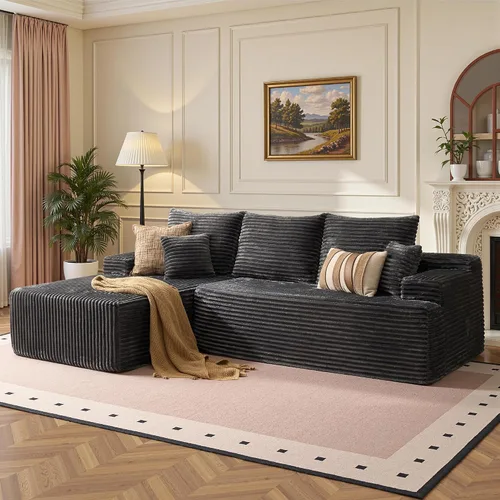 Miniatura 21 de Sofás seccionales Cloud de 96 pulgadas para sala de estar, sofá sin hueso en forma de L con cómoda silla, sofá modular con asiento profundo,