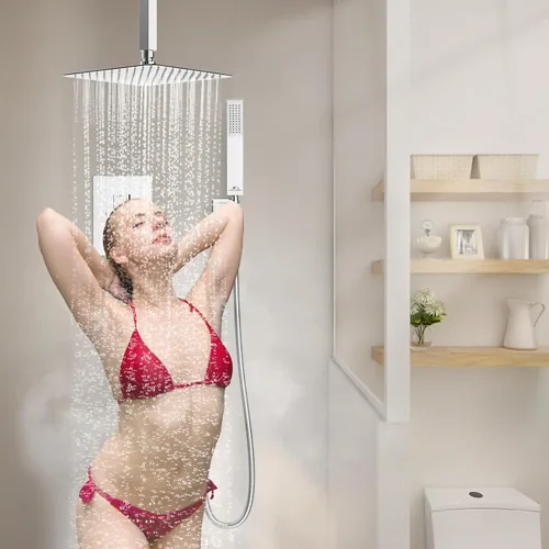 Miniatura 8 de SunCleanse Juego de Grifería de Ducha de Lluvia Cromado Pulido Juego Combinado de Ducha para Baño con Cabezal de Ducha de Alta Presión de 10 Cromo