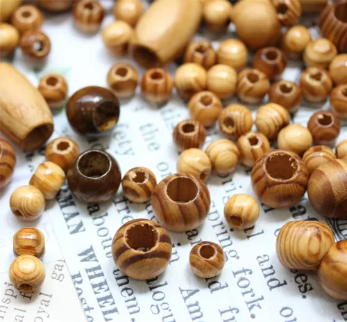 Miniatura 3 de BetterJonny 180 cuentas de madera natural de agujero grande, cuentas espaciadoras redondas de madera para macramé, pulseras de joyería, manualidades