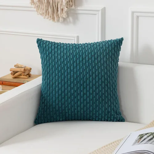 Miniatura 90 de K Kevin Textile - Juego de 2 fundas de almohada decorativas de corduroy suave azul con rayas estilo bohemio, fundas de almohada para sofá, cama