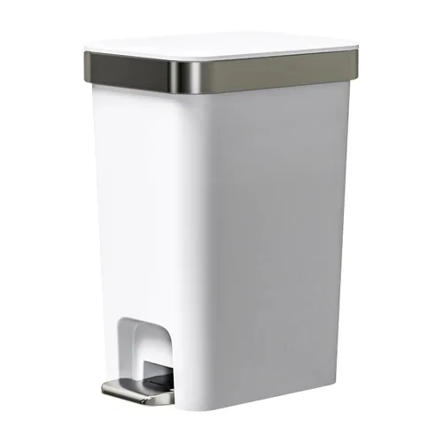 Miniatura 10 de Cubo de basura pequeño para baño con tapa de cierre suave, cubo de basura delgado de 10 litros/2.6 galones, escalón de metal y tapa superior