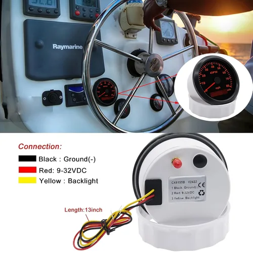 Miniatura 3 de Geloo Velocímetro de 85 mm para embarcaciones, velocímetro digital GPS 0-80 MPH, impermeable, 9-32 V, tacómetro, voltímetro, indicadores LCD con 7