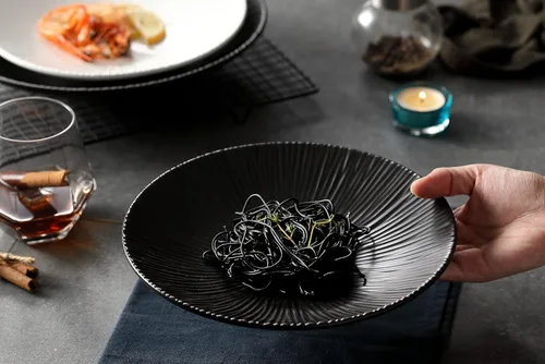 Miniatura 2 de Jusalpha Juego de 4 platos llanos de porcelana de estilo japonés, platos circulares versátiles para servir desayuno, ensalada, cena de carne, PL018