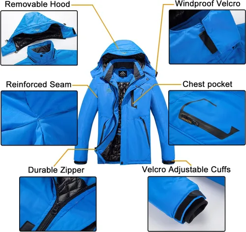 Miniatura 4 de INVACHI Mens Waterproof Ski Snowboard Jacket Windproof Warm Winter Snow Coat Hooded Raincoat