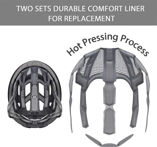 Miniatura 3 de Casco de bicicleta para adultos, hombres y mujeres, con luz - Casco de bicicleta de montaña y carretera con almohadillas de repuesto y visera Negro
