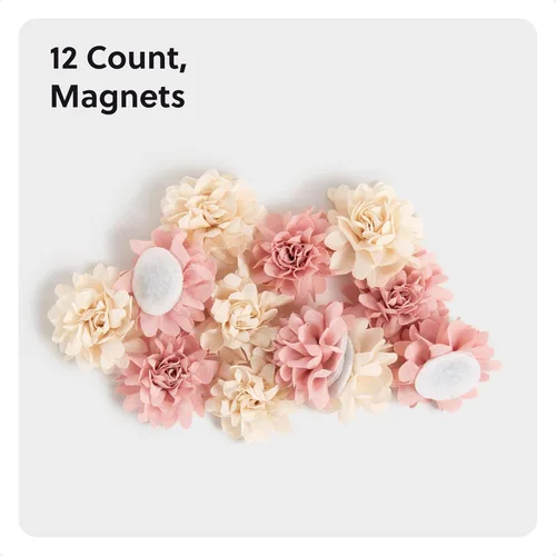 Miniatura 2 de U Brands Mini Flower Fashion - Juego de imanes pequeños, rosa y crema, 12 unidades, suministros de oficina para decoración de aula u oficina