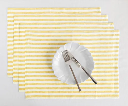 Miniatura 44 de Solino Home Amalfi - Manteles individuales a rayas, de 14 x 19 pulgadas, juego de 4 unidades, tela natural, lino europeo, 100 % lino puro, hechos a