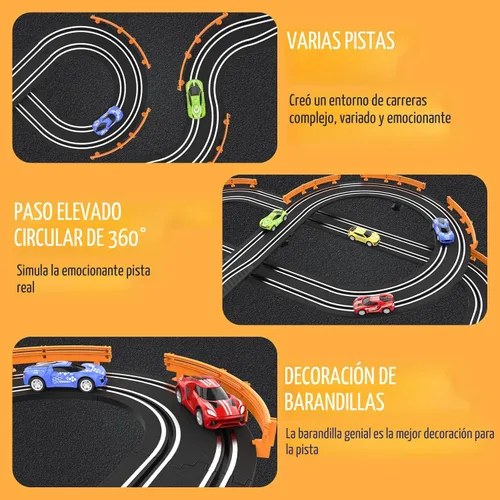 Miniatura 4 de Juegos de carreras de autos con 4 autos de carreras de alta velocidad, batería o pista de carreras eléctrica para niños y niños, doble juego