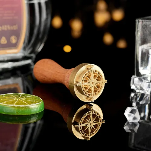 Miniatura 5 de OLYCRAFT Sello de hielo de 1.2 pulgadas, sello de hielo de brújula con bolsa de terciopelo, sello de bloque de hielo, sello de cóctel para cubitos