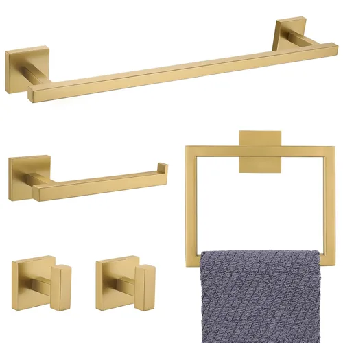 Miniatura 15 de YACVCL Juego de Barra de Toalla Negra de 5 Piezas, Juego de Accesorios de Baño de Acero Inoxidable SUS304, Barra de Toalla de 60 cm, Soporte