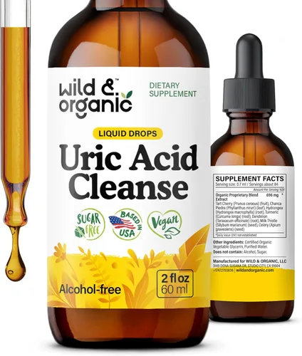 Miniatura 10 de Wild & Organic Gotas líquidas de limpieza de ácido úrico, cereza ácida, cúrcuma, apio, chanca piedra, complejo de extracto de raíz de diente