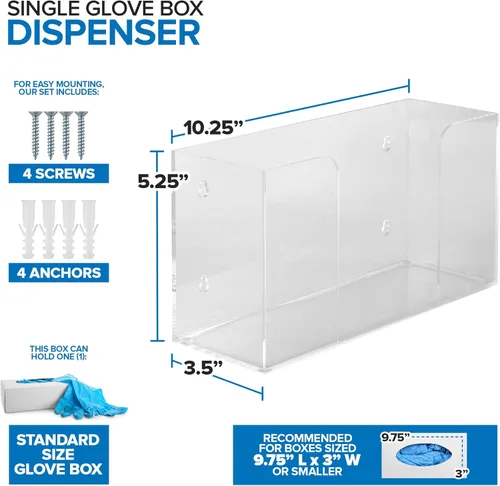 Miniatura 2 de Stock Your Home Dispensador de guantes individuales de acrílico, estante de caja de pañuelos, soporte de pared para guantes, para cocina, armario