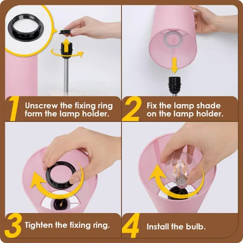 Miniatura 6 de Lámpara de escritorio Yarra-Decor con puerto USB, lámpara de mesa con control táctil de 3 niveles de brillo, lámpara de mesita redonda con pantalla