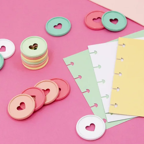 Miniatura 6 de Craftelier - Anillas de Disco M Metálicas con Corte de Troquel en Forma de Corazón para Encuadernación de Scrapbooking para Planners, Agendas