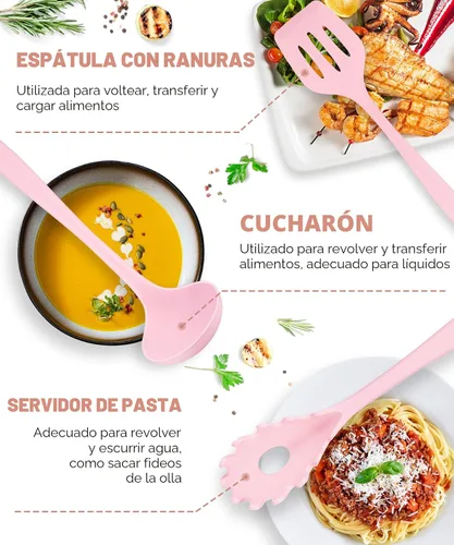 Miniatura 4 de Juego de utensilios de cocina, 12 piezas de utensilios de cocina de silicona (apto para lavavajillas), juego de espátulas resistentes al calor