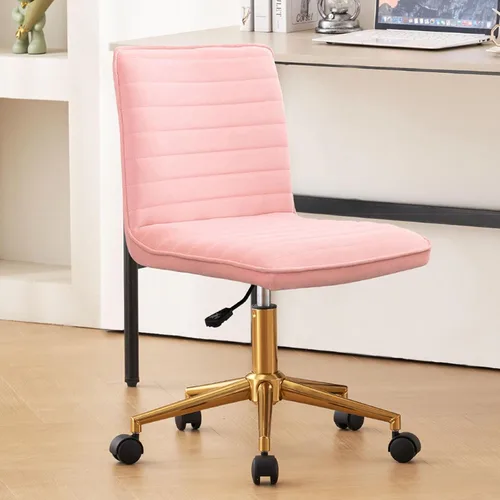 Miniatura 11 de Furnimart Silla de Escritorio Giratoria Negra sin Brazos con Ruedas, Pequeña Silla de Oficina en Casa Tapizada en Terciopelo, Silla Ajustable