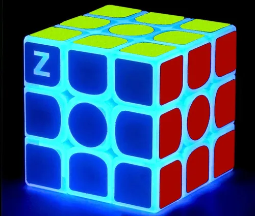 Miniatura 2 de AMAZA Cubo de velocidad fluorescente 3x3, 3x3x3, que brilla en la oscuridad, cubo de velocidad luminoso de 3 por 3, juguete rompecabezas de cerebro