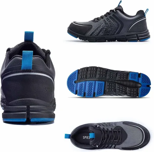 Miniatura 2 de SPIEZ Zapatos de trabajo para hombres, zapatos de seguridad con punta compuesta, antideslizantes, a prueba de pinchazos, ligeros, transpirables