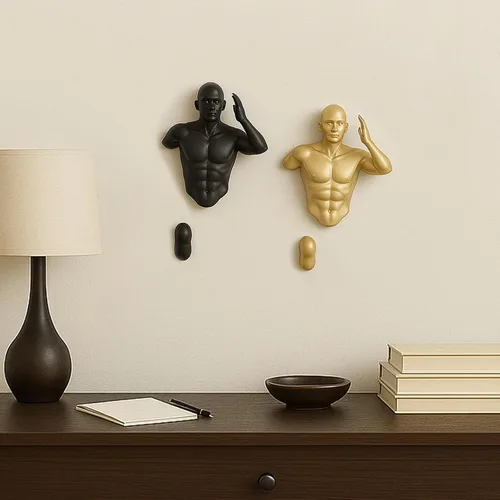 Miniatura 5 de Corredores de pared, estatuas de atleta, juego de 2 esculturas altas para hombres y mujeres, escultura artística de escalada para pared, decoración